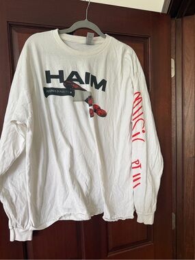 HAIM Graphic Long Sleeve Tee with Black and Red Print